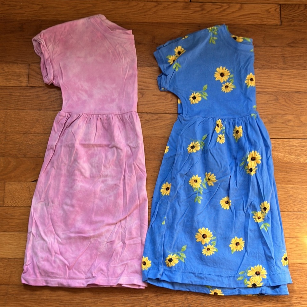 2 100% Cotton Short Sleeve Dresses size 6-7